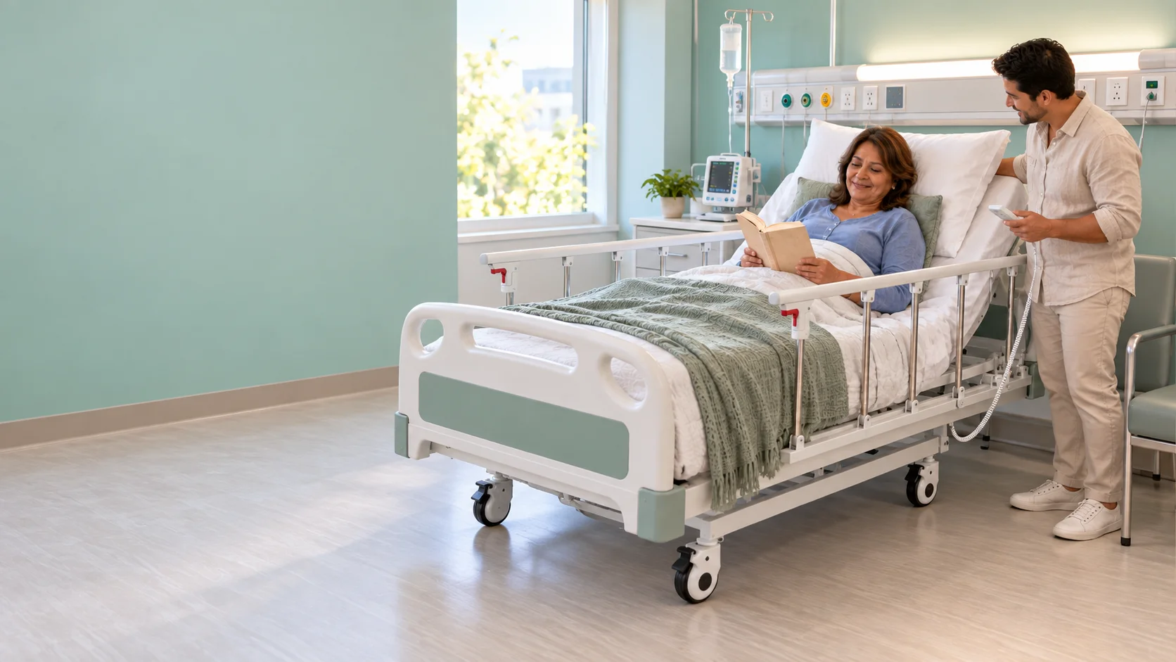Cama hospitalaria eléctrica para el cuidado diario